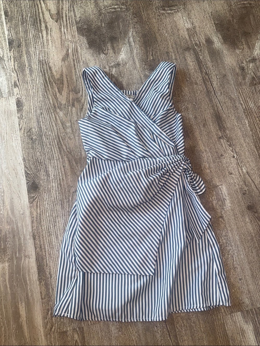 Habitual Blue and White Striped Wrap-Style Kids Dress